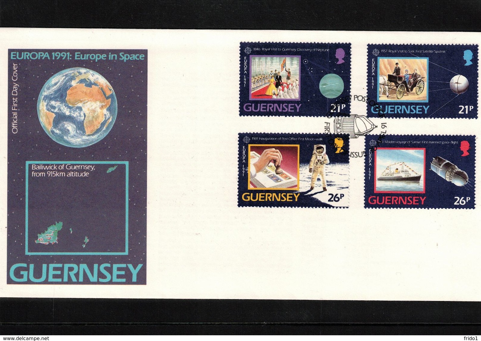 Guernsey 1991 Space / Raumfahrt Europa Cept FDC - Europa