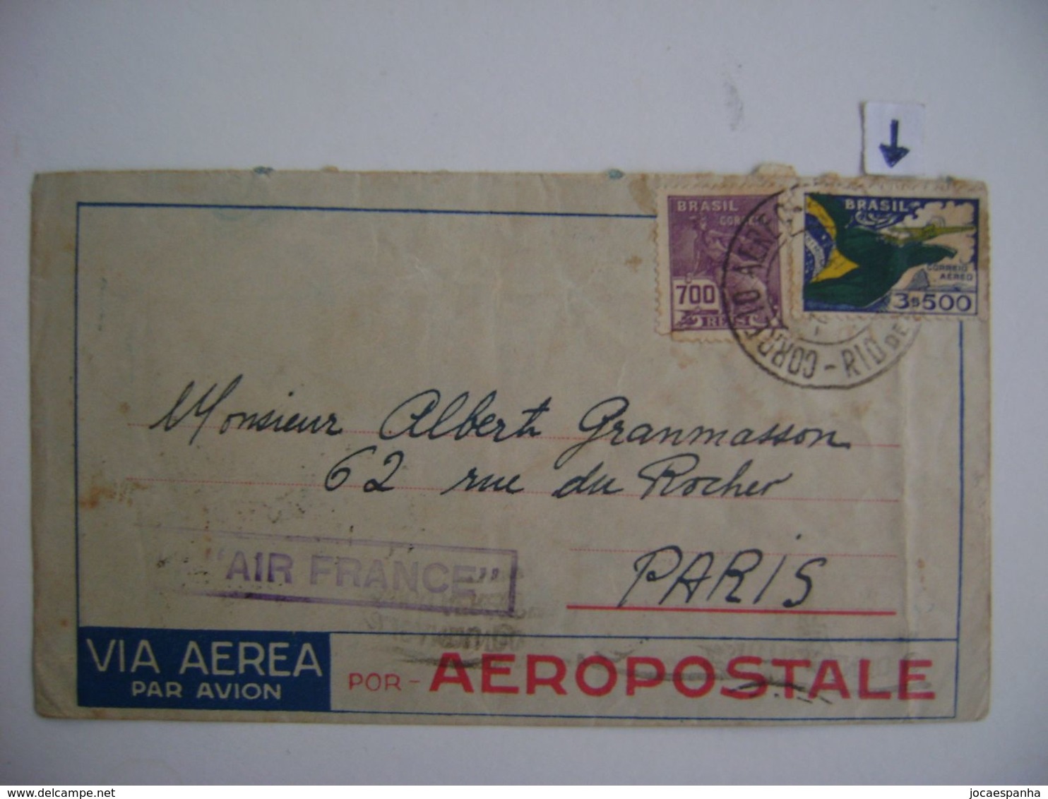 BRAZIL / BRASIL - LETTER SENT FROM RIO DE JANEIRO TO PARIS (FRANCE) IN 1933 "AIR FRANCE" IN THE STATE - Covers & Documents