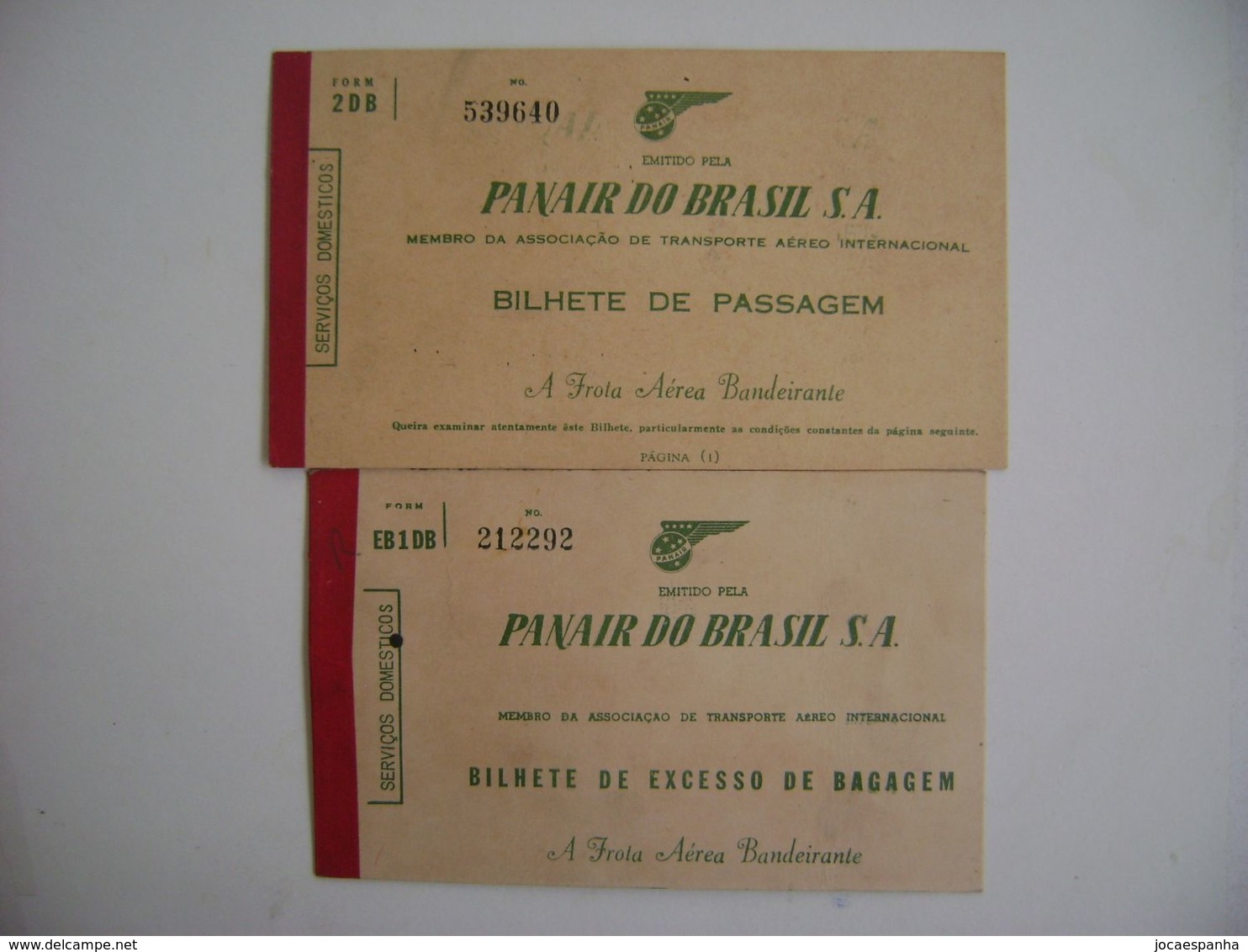 PANAIR DO BRASIL (BRAZIL), PASSAGE + EXCESS LUGGAGE TICKET + FOLDER , AIRPLANE CONSTELLATION IN THE STATE - Mondo