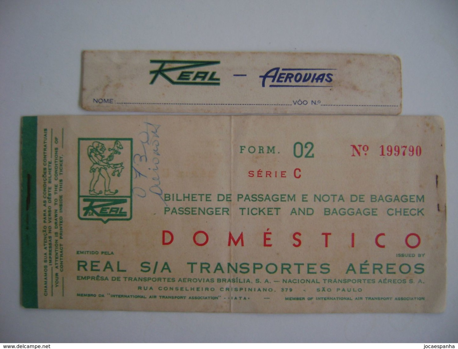 REAL AEROVIAS DO BRASIL (BRAZIL), PASSAGE + FOLDER , AIRPLANE CONSTELLATION IN THE STATE - Wereld