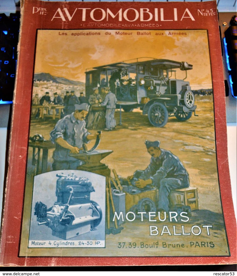 Rare Revue Automobilia N°43 Du 28 Février1919 Nombreuses Publicités - Auto