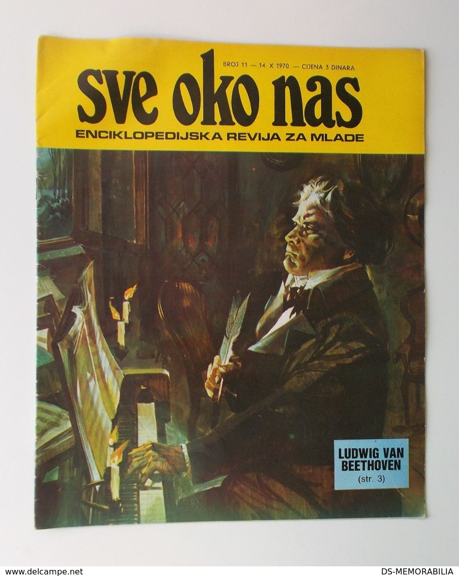 Ludwig Van Beethoven Front Cover & Article Sve Oko Nas Magazine Yugoslavia 1970 - Affiches & Posters