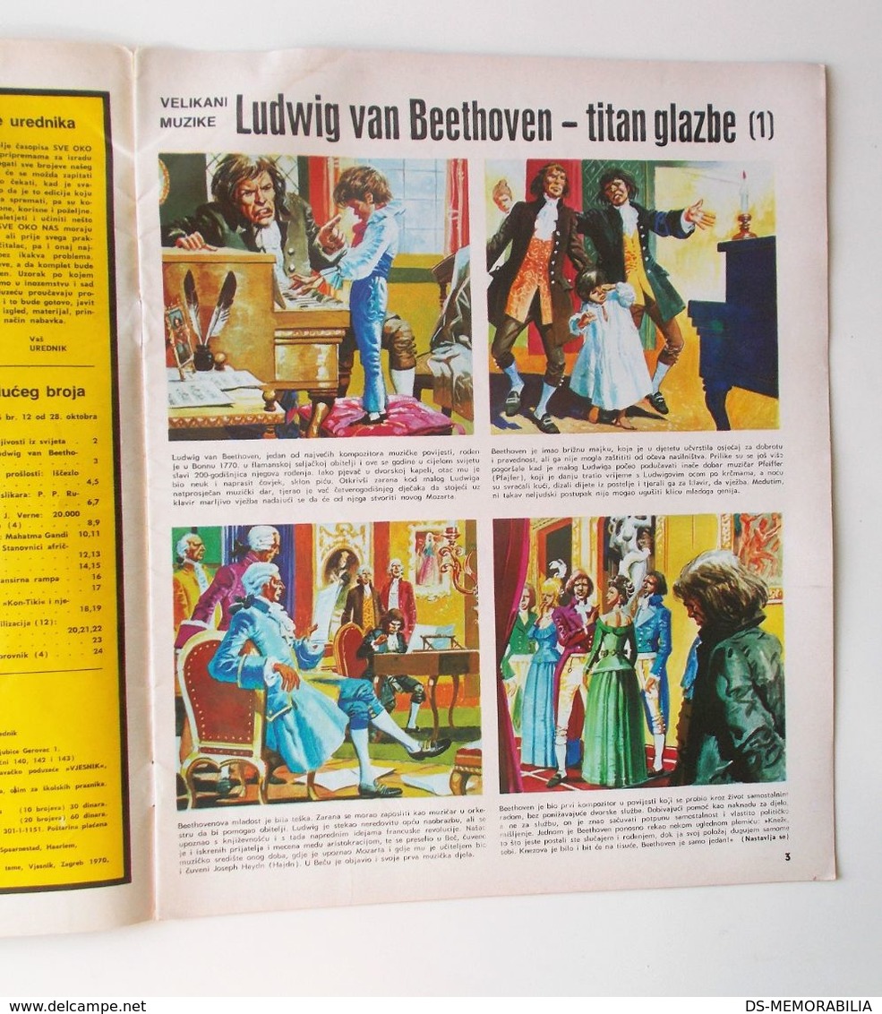 Ludwig Van Beethoven Front Cover & Article Sve Oko Nas Magazine Yugoslavia 1970 - Affiches & Posters