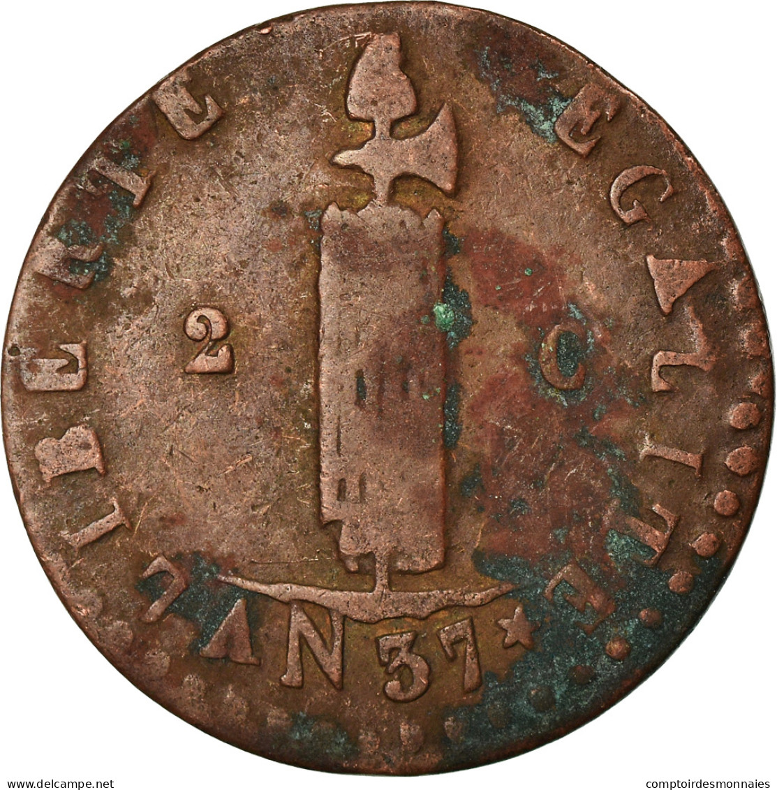 Monnaie, Haïti, 2 Centimes, 1840, Backward 4, TB, Cuivre, KM:A22 - Haití