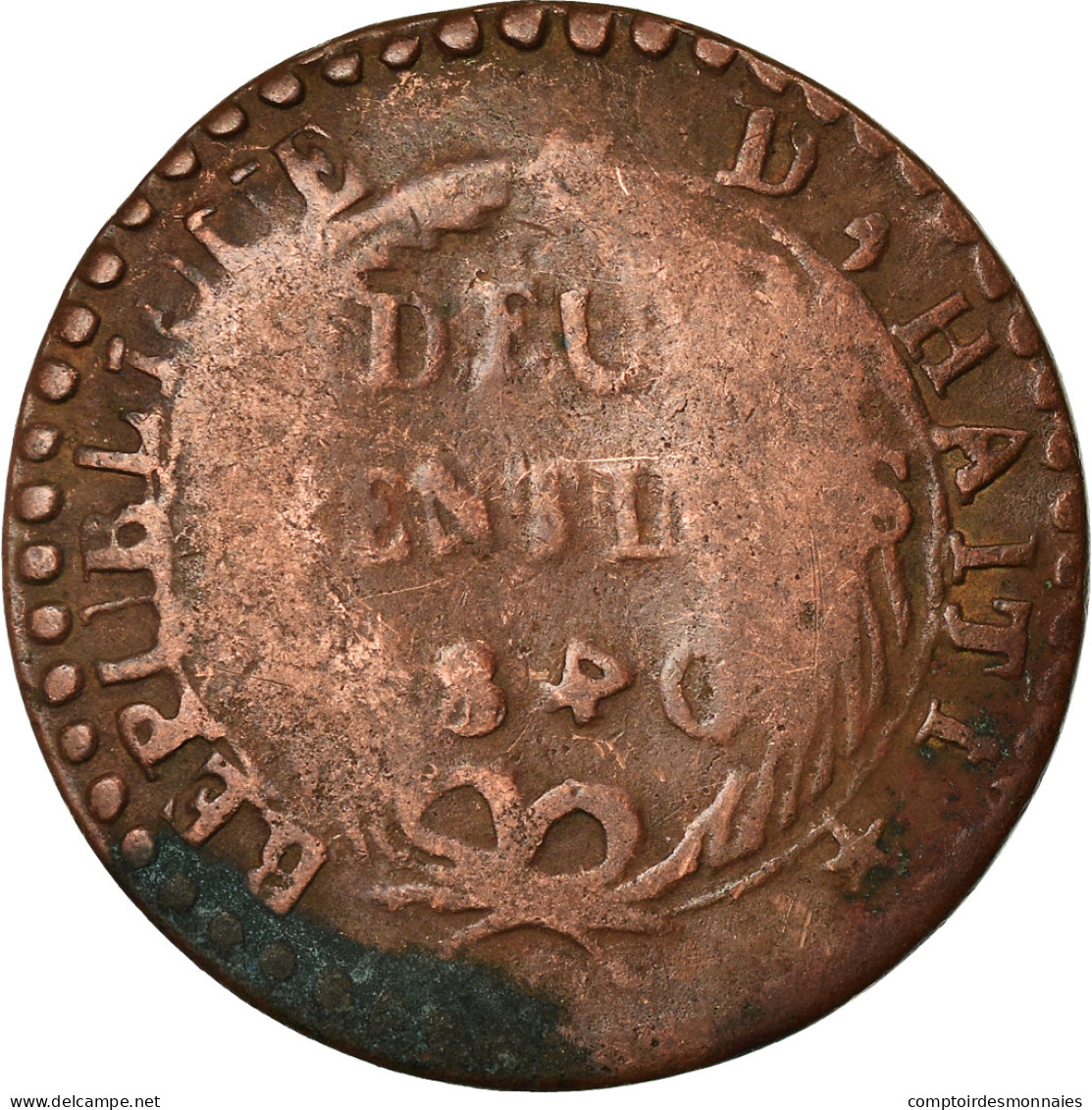 Monnaie, Haïti, 2 Centimes, 1840, Backward 4, TB, Cuivre, KM:A22 - Haití