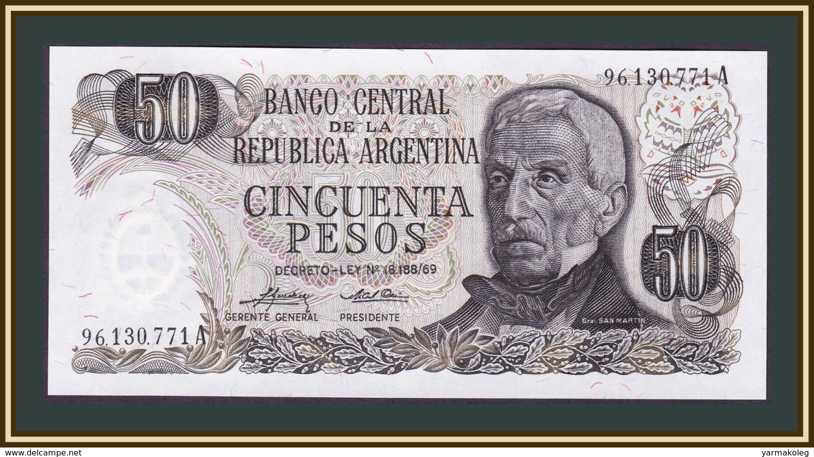 Argentina 50 Pesos 1974-1975 P-296 (296a.2) UNC - Argentine