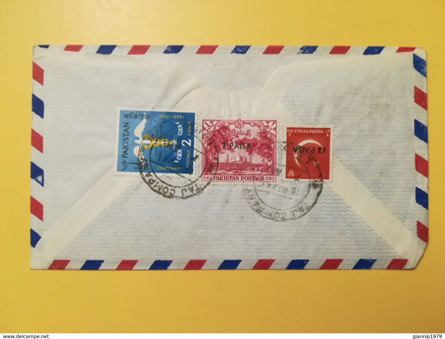 1961 BUSTA INTESTATA PAKISTAN AIR MAIL BOLLO NEW CORRENCY KING EDWARD MEDICAL COLLEGE ANNULLO OBLITERE' LAHORE - Pakistán