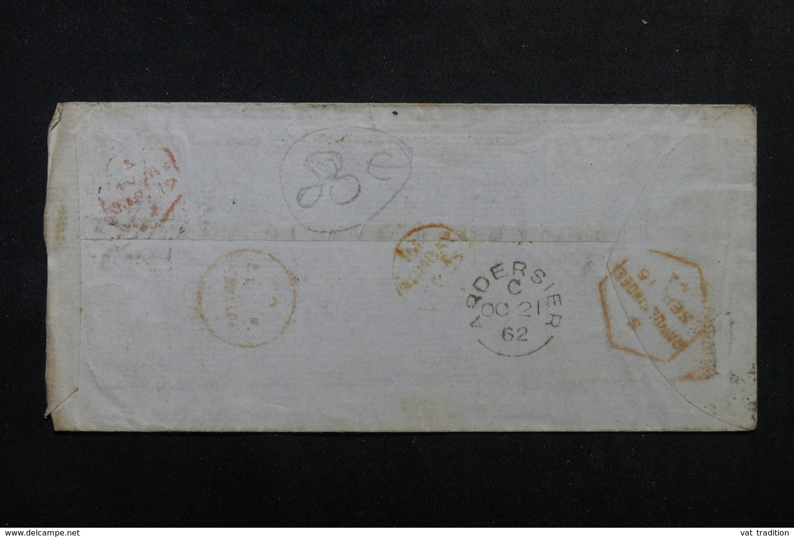 INDE - Enveloppe Pour Fort George ( Ecosse )  En 1862 Via Marseille, Affranchissement Plaisant, Voir Au Dos - L 62676 - 1858-79 Compagnia Delle Indie E Regno Della Regina