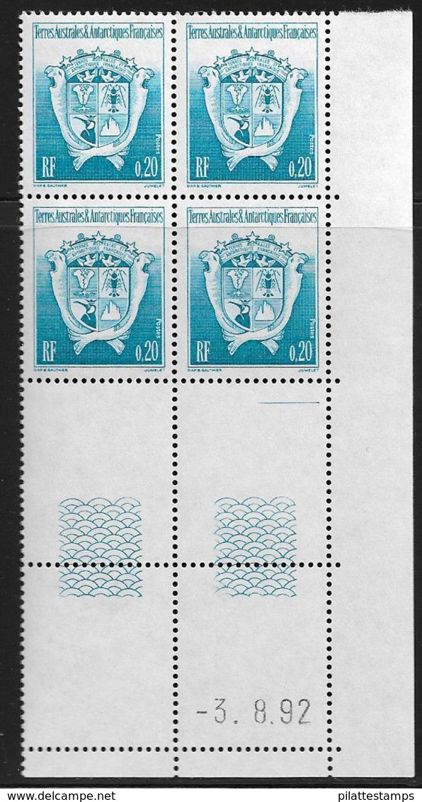 TERRES AUSTRALES N° 171** BLASON COIN DATE DU 03/08/92 - Unused Stamps