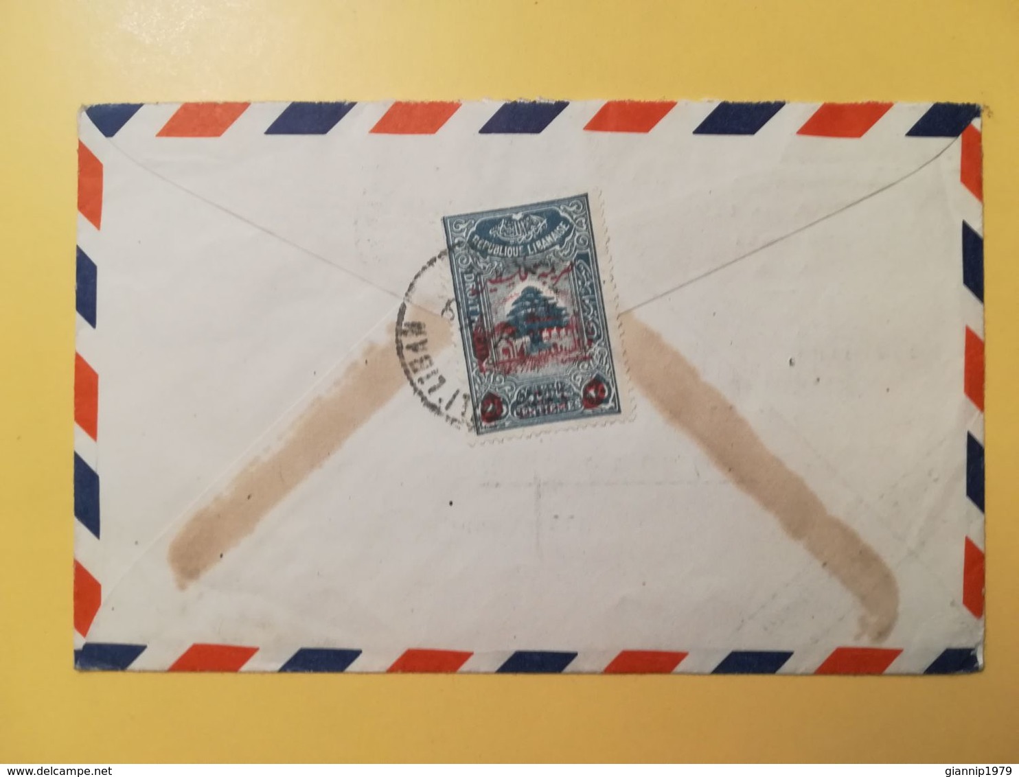 1949 BUSTA INTESTATA LIBANO LIBAN AIR MAIL BOLLO PAESAGGI LANDSCAPES CRUSADER TRIPOLI TAXE ANNULLO OBLITERE' TRIPOLI - Líbano