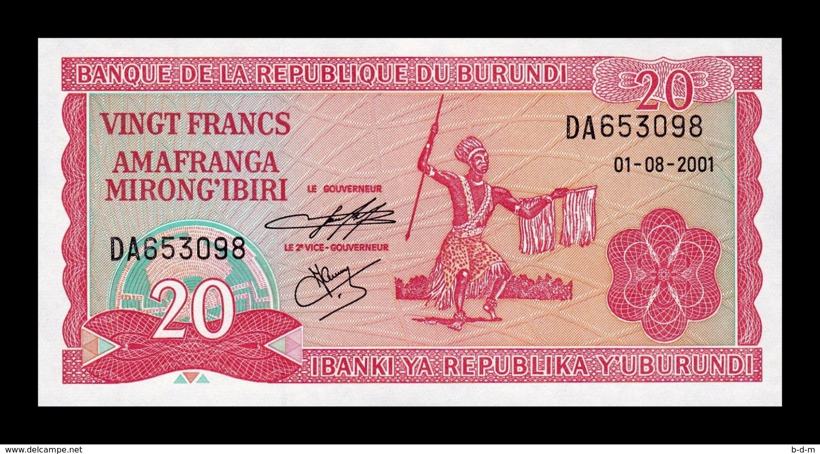 Burundi 20 Francs 2001 Pick 27d SC UNC - Burundi