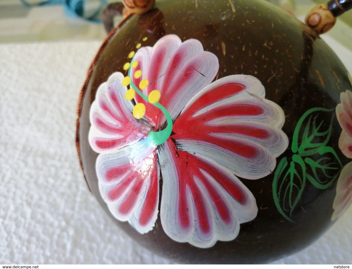 Handbag/Purse  Ball  Vietnam Real Coconut Shell Painted Hibiscus Flower - Other & Unclassified