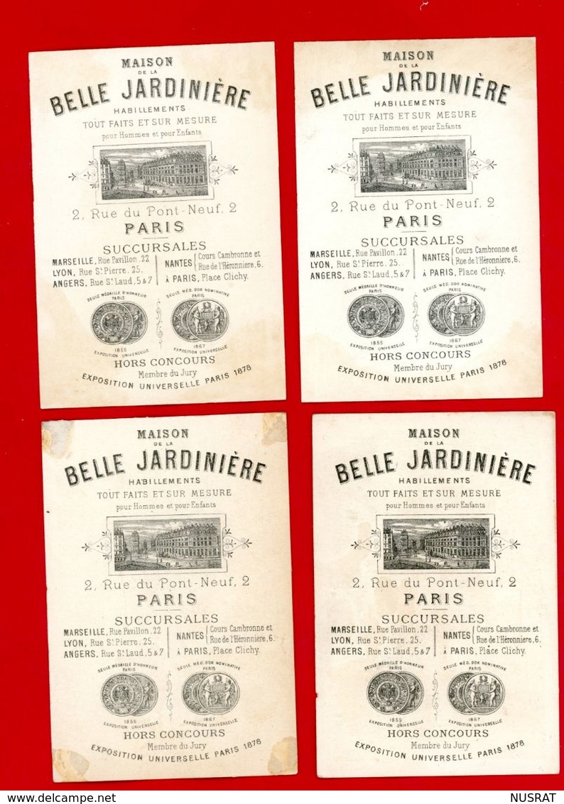 Paris, Maison De La Belle Jardinière, Lot De 4 Chromos Lith. Appel, Personnages - Otros & Sin Clasificación