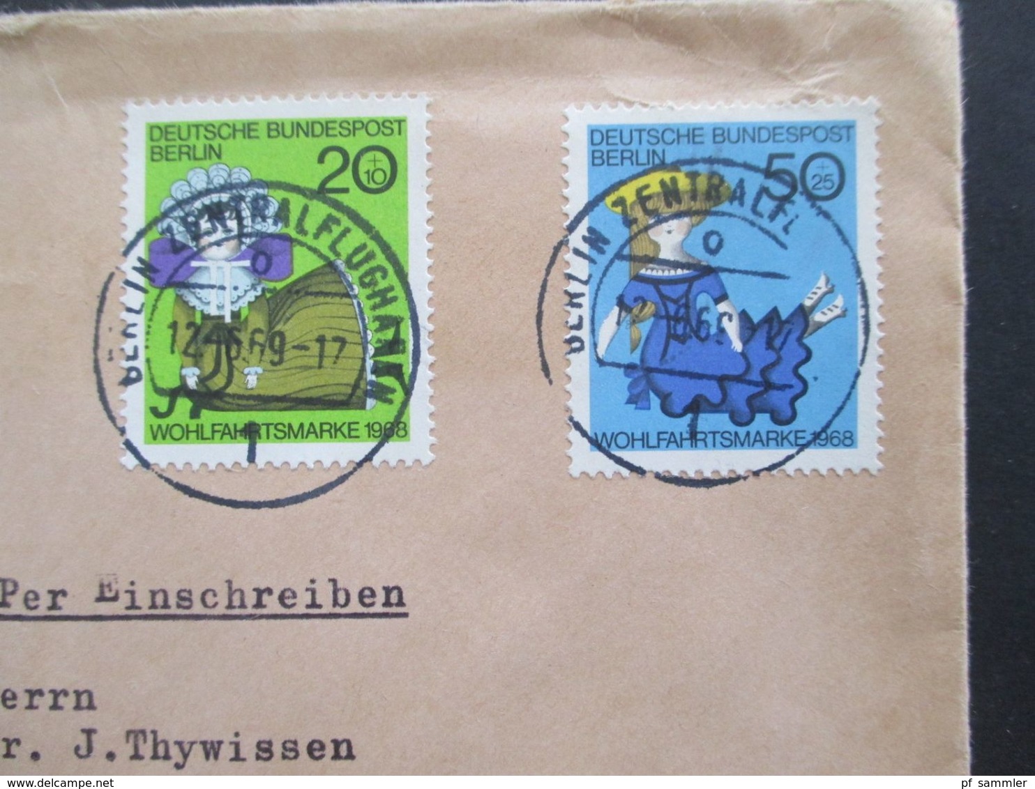 Berlin 1968 / 69 Wohlfahrt Puppen Nr. 322 - 325 MiF Einschreiben Und Sauberer Stempel Berlin Zentralflughafen - Covers & Documents