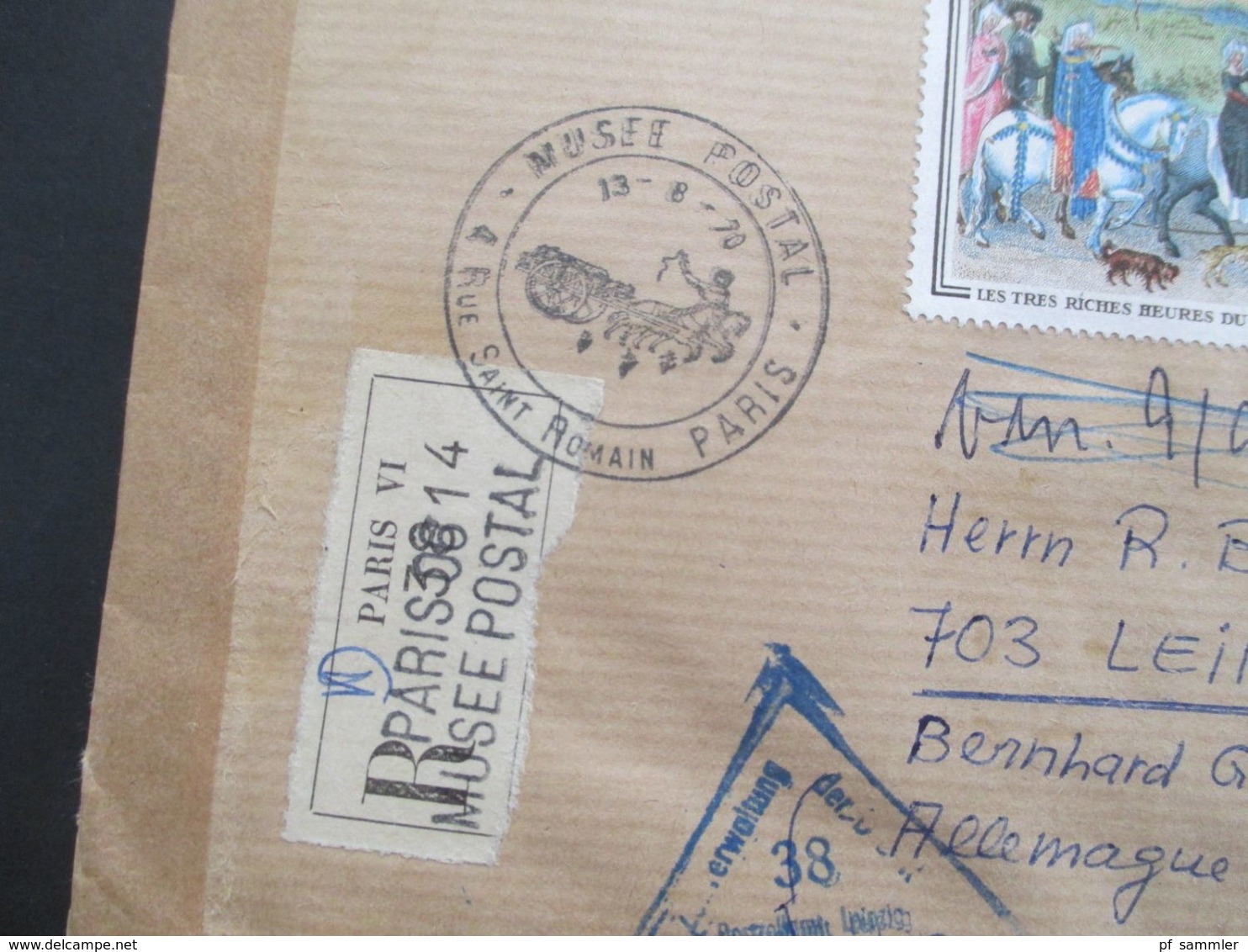 Frankreich 1970 Einschreiben Paris VI Musee Postal Nach Leipzig Stempel Der Zollverwaltung Der DDR Postzollamt Leipzig - Briefe U. Dokumente