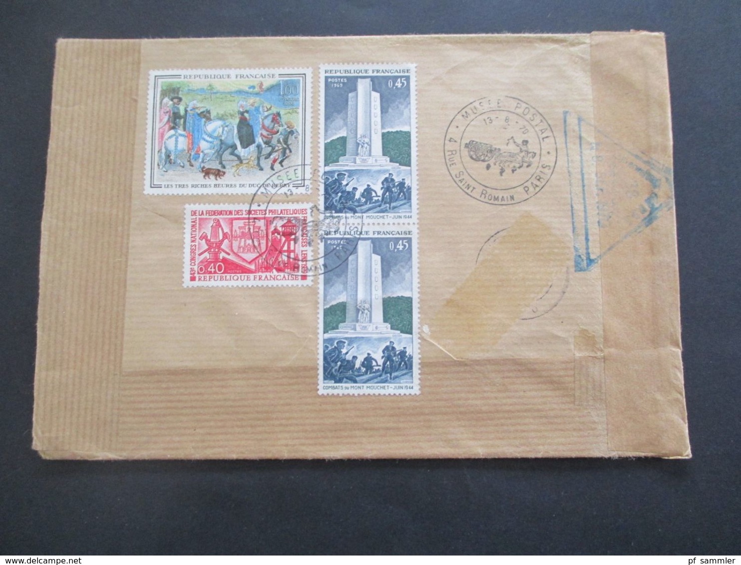 Frankreich 1970 Einschreiben Paris VI Musee Postal nach Leipzig Stempel der Zollverwaltung der DDR Postzollamt Leipzig