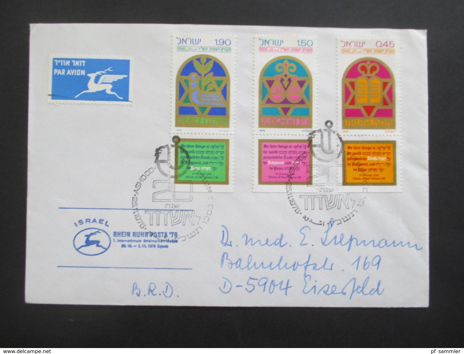 Israel 1964 - 79 kleiner Belegeposten 10 Stk. Sammlerbelege / Luftpost teilweise mit Tab. Luftpost / Einschreiben