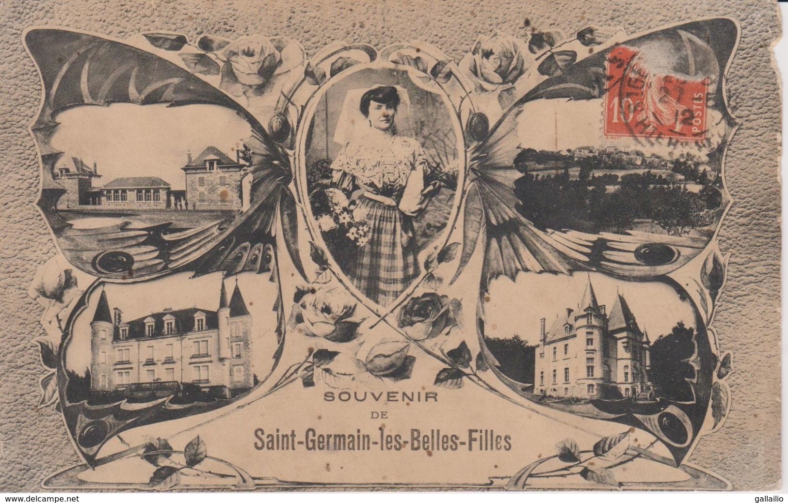 CPA RARE SOUVENIR DE SAINT GERMAIN LES BELLES FILLES - Saint Germain Les Belles
