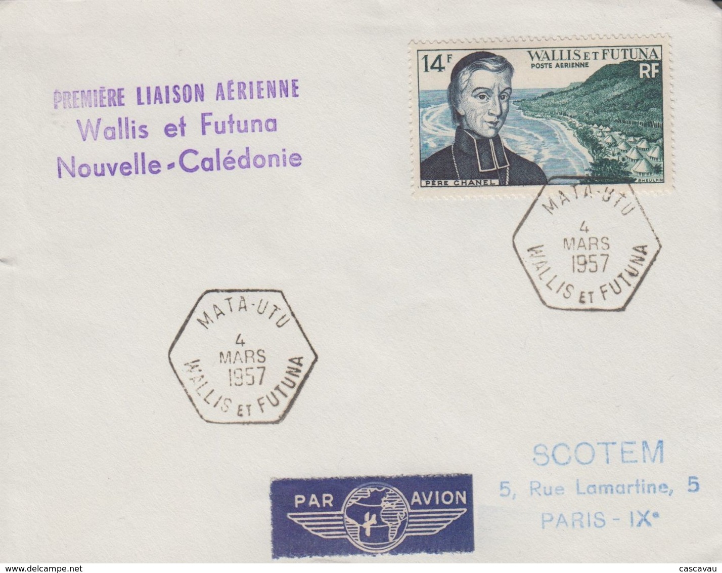 Enveloppe   1ére  Liaison   WALLIS  Et  FUTUNA  -  NOUVELLE  CALEDONIE  1957 - Brieven En Documenten