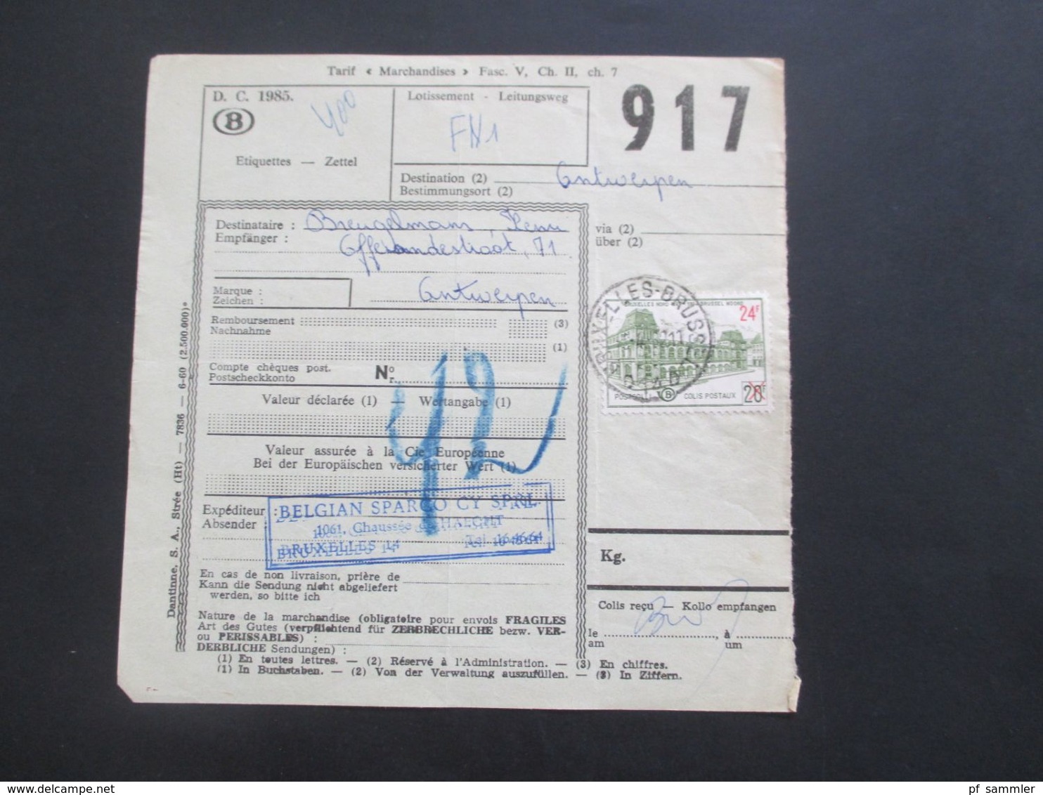 Belgien 1962 / 63 Bahnpost / Paketkarten 26 Stk. verschiedene Stempel / Stöberposten