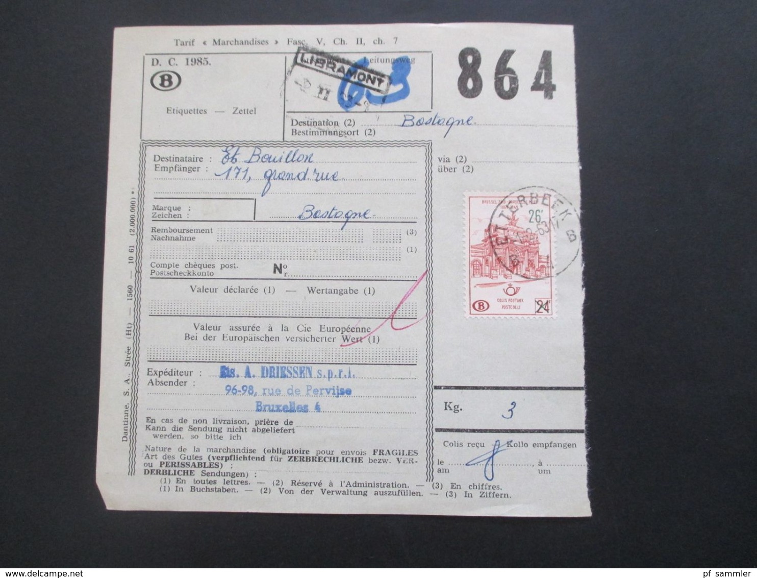 Belgien 1962 / 63 Bahnpost / Paketkarten 26 Stk. verschiedene Stempel / Stöberposten