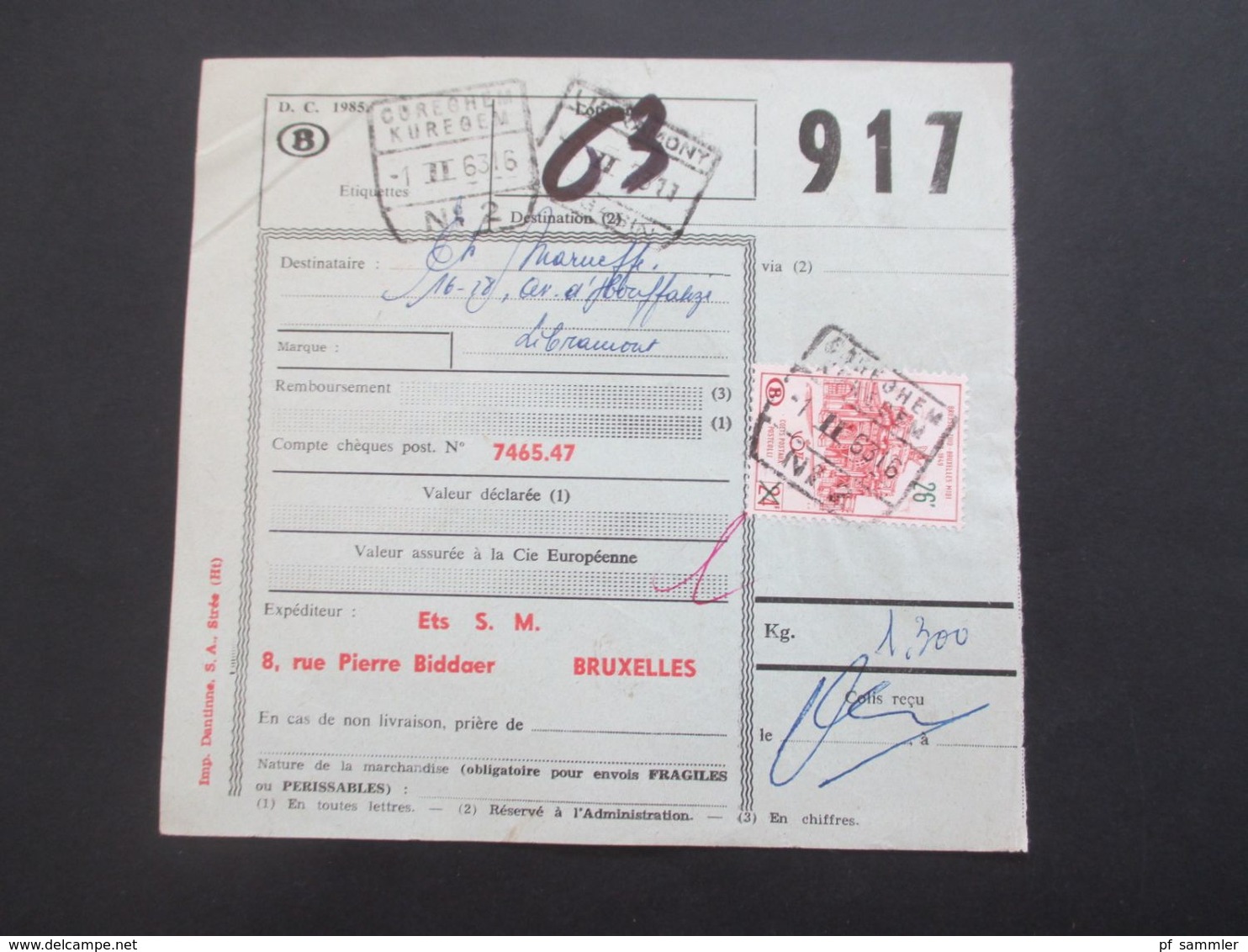 Belgien 1962 / 63 Bahnpost / Paketkarten 26 Stk. verschiedene Stempel / Stöberposten