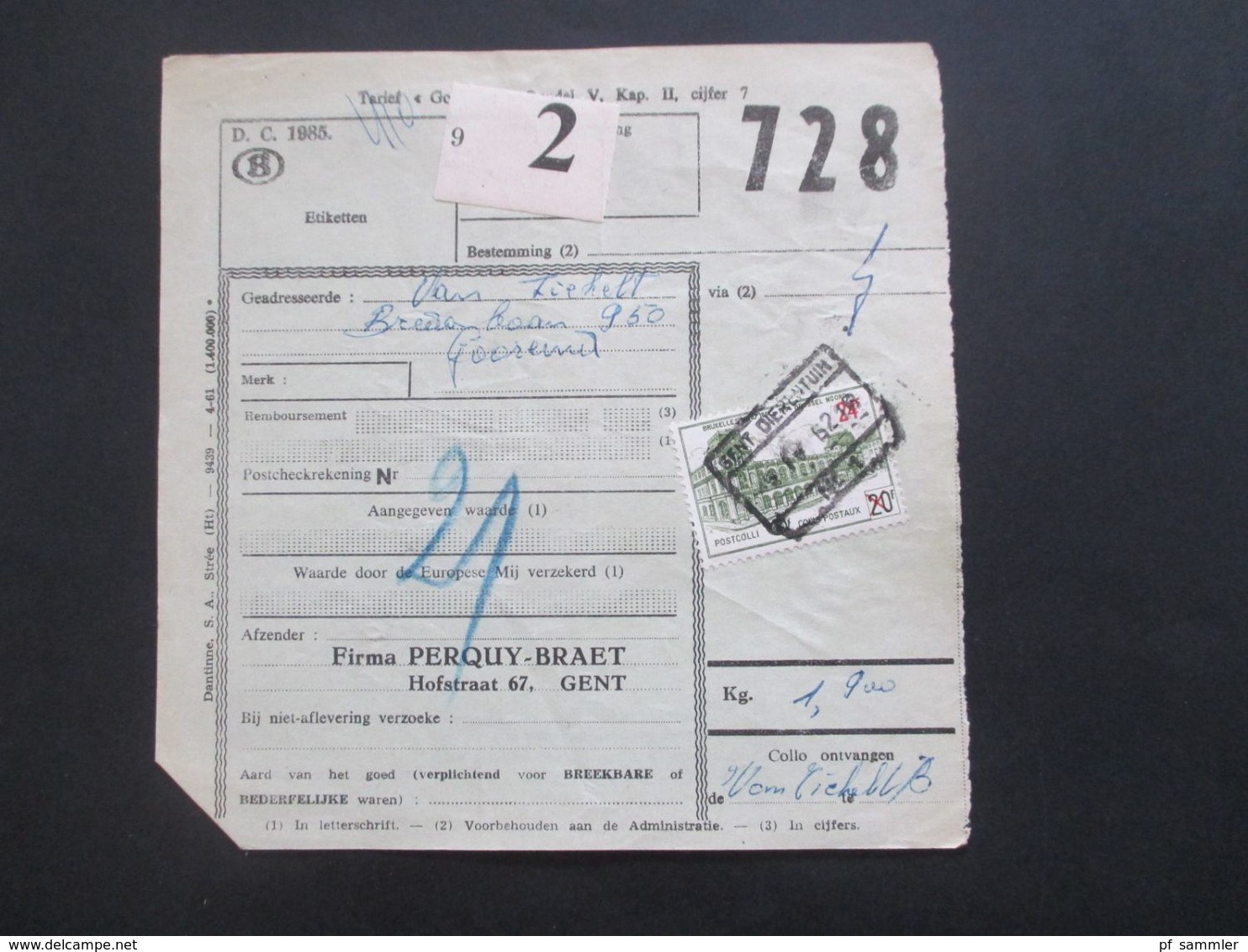 Belgien 1962 / 63 Bahnpost / Paketkarten 26 Stk. verschiedene Stempel / Stöberposten