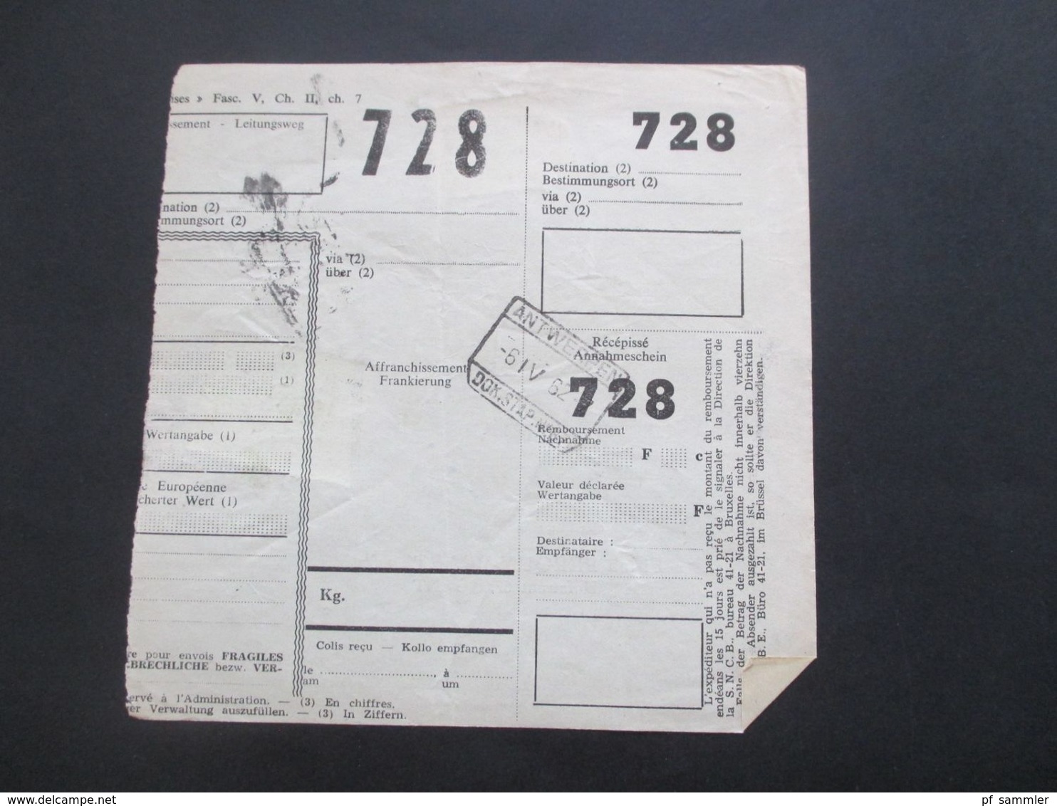 Belgien 1962 / 63 Bahnpost / Paketkarten 26 Stk. verschiedene Stempel / Stöberposten