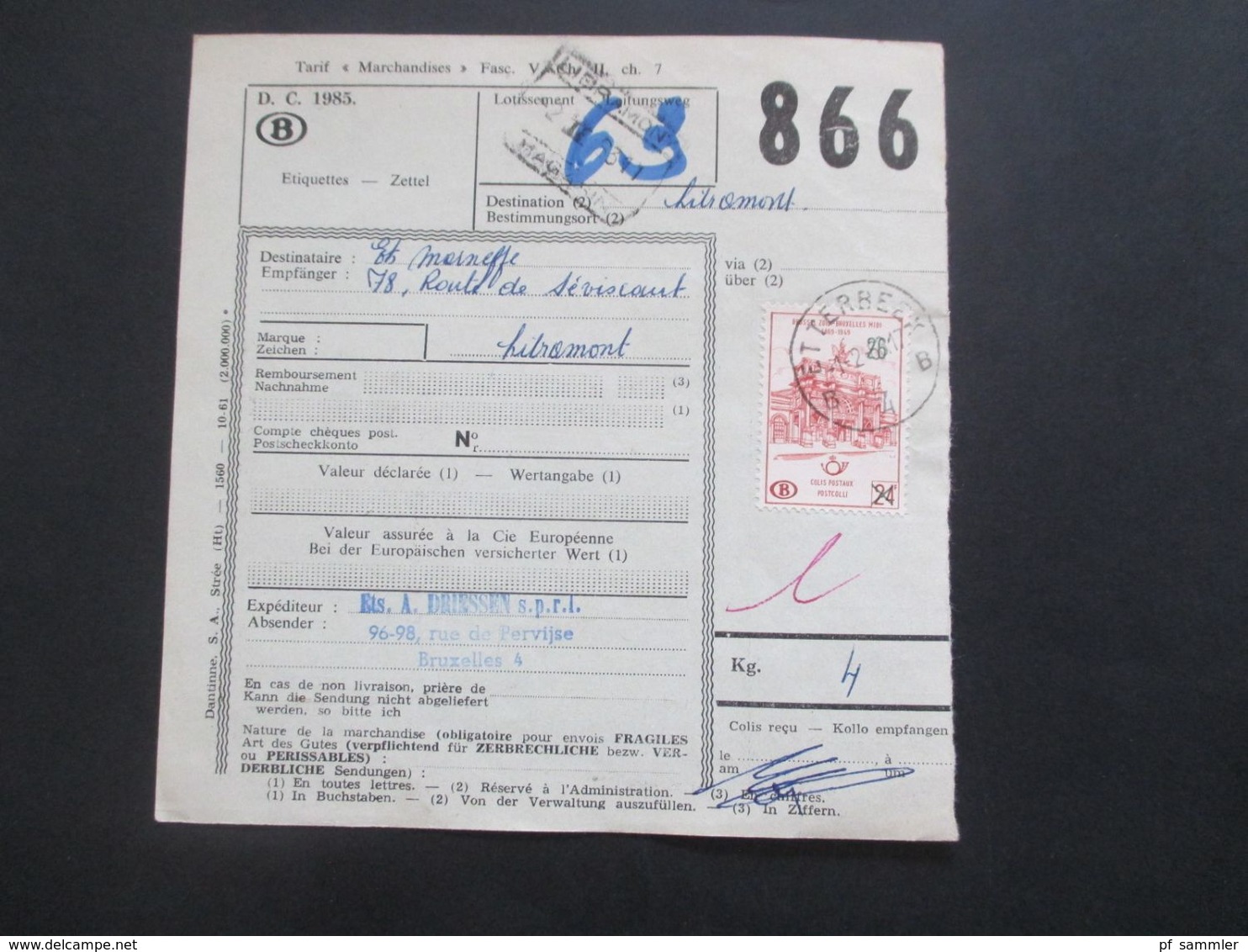 Belgien 1962 / 63 Bahnpost / Paketkarten 26 Stk. verschiedene Stempel / Stöberposten