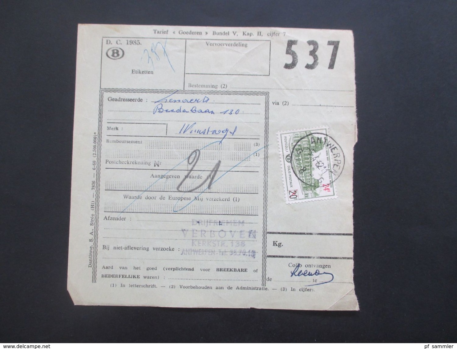 Belgien 1962 / 63 Bahnpost / Paketkarten 26 Stk. verschiedene Stempel / Stöberposten