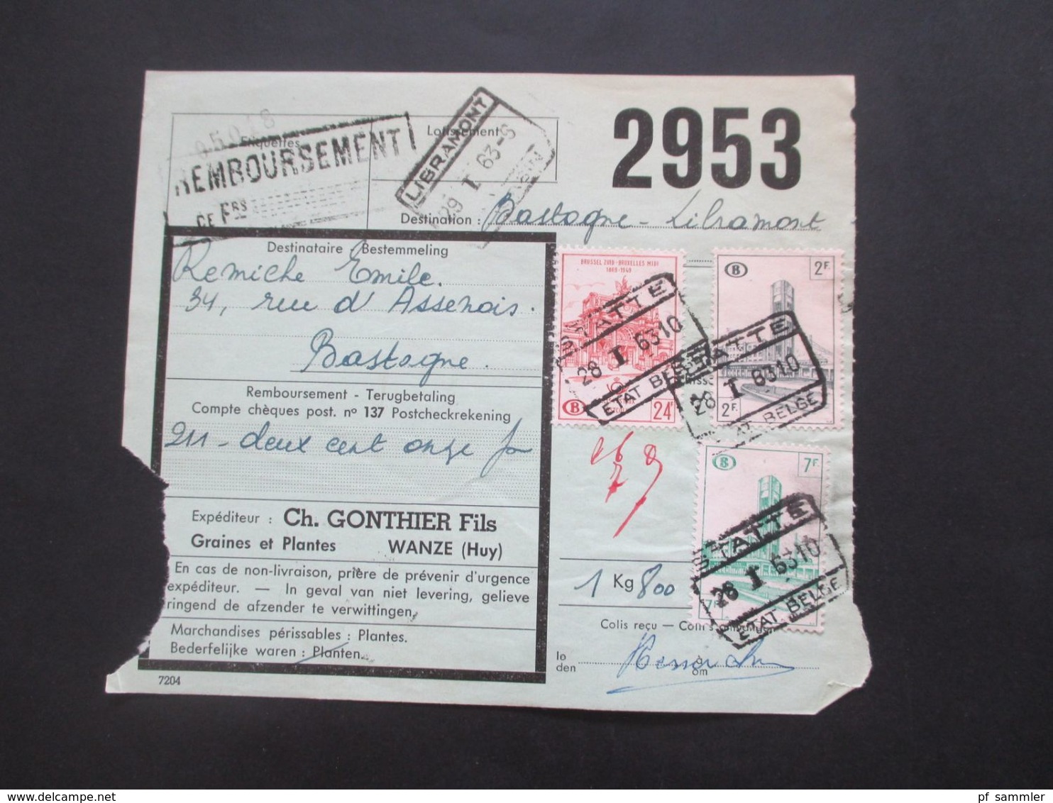 Belgien 1962 / 63 Bahnpost / Paketkarten 26 Stk. verschiedene Stempel / Stöberposten