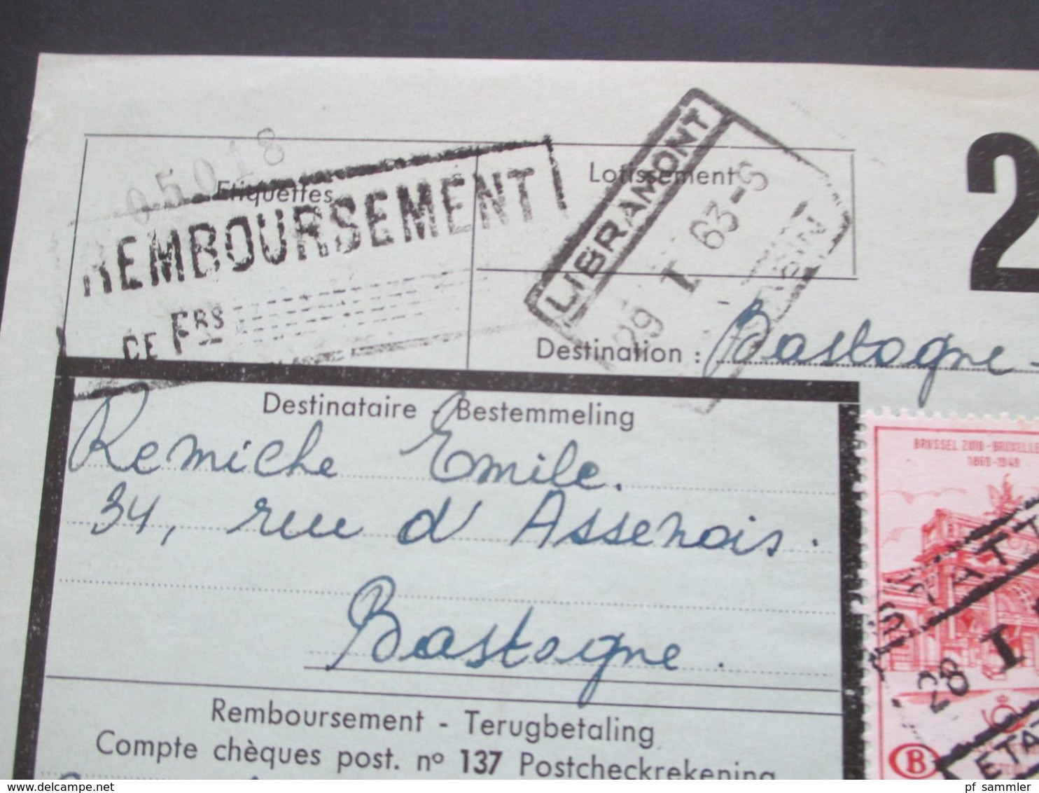 Belgien 1962 / 63 Bahnpost / Paketkarten 26 Stk. verschiedene Stempel / Stöberposten