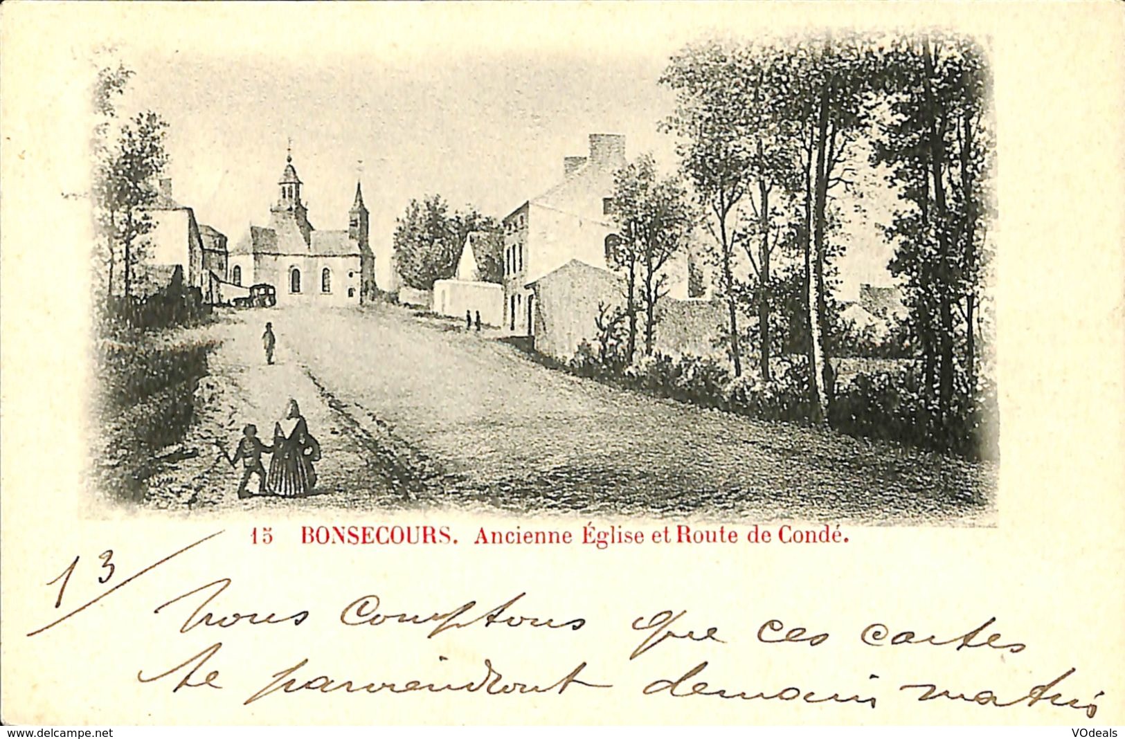 028 180 - CPA - Belgique - Bonsecours - Ancienne Eglise Et Route De Condé - Péruwelz