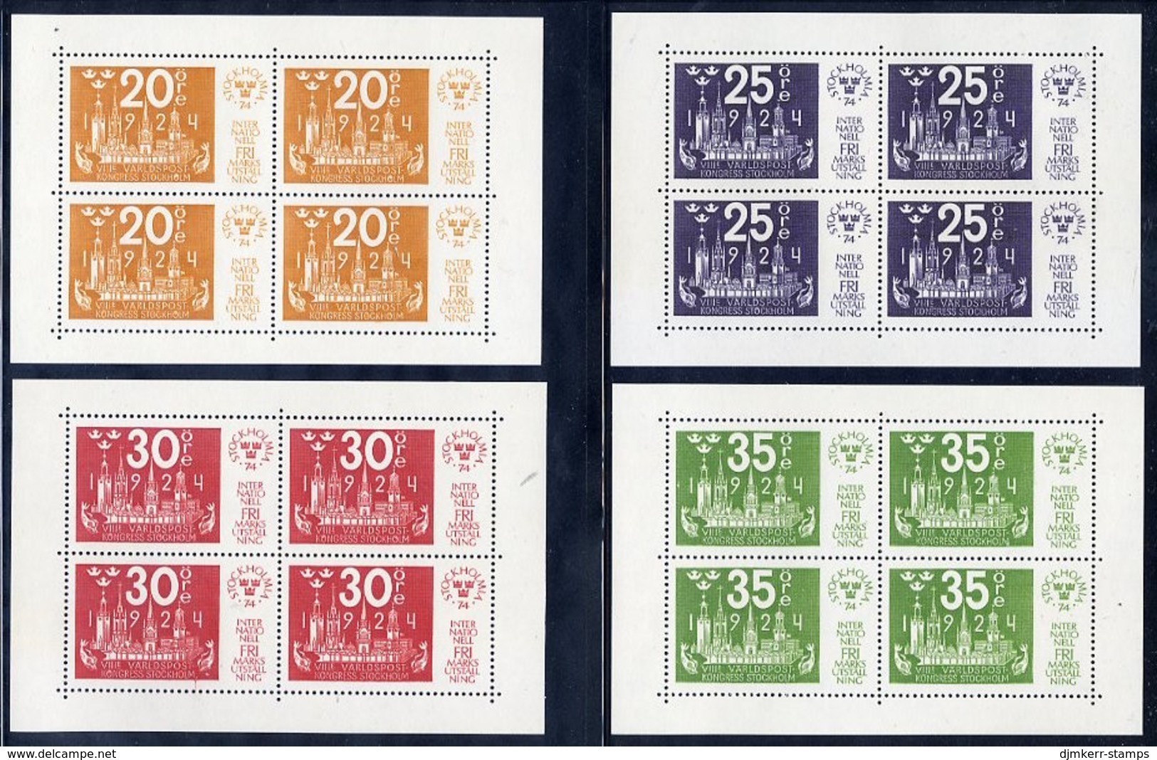 SWEDEN 1974 STOCKHOLMIA '74 Set Of 4 Blocks MNH / **.  Michel Blocks 2-5 - Blocchi & Foglietti