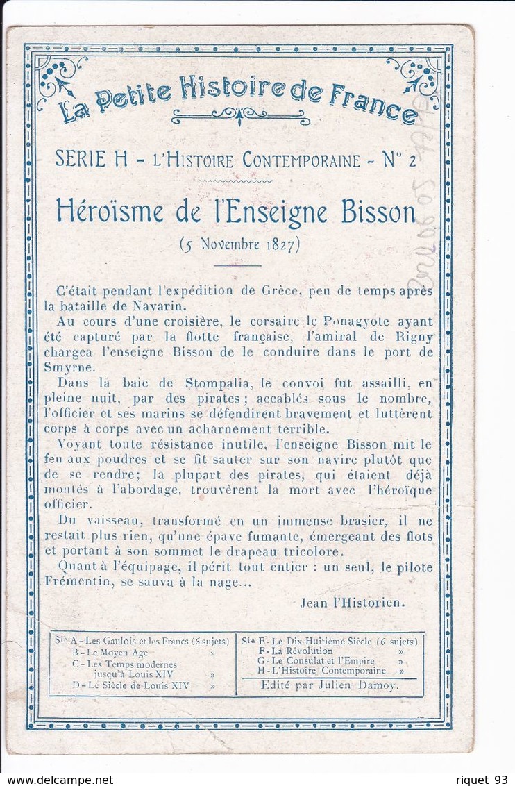 HEROISME DE L'ENSEIGNE BISSON - Geschichte