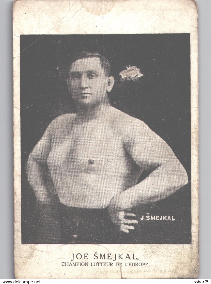 Joe Šmejkal Lutteur Czech Wrestler Wrestling European Champion C. 1914 See Scans For Condition - Ringen