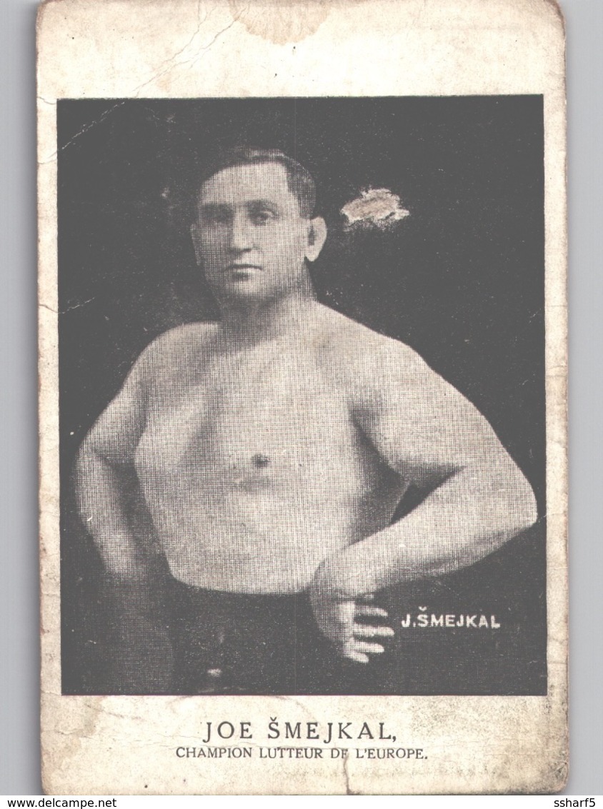 Joe Šmejkal Lutteur Czech Wrestler Wrestling European Champion C. 1914 See Scans For Condition - Worstelen