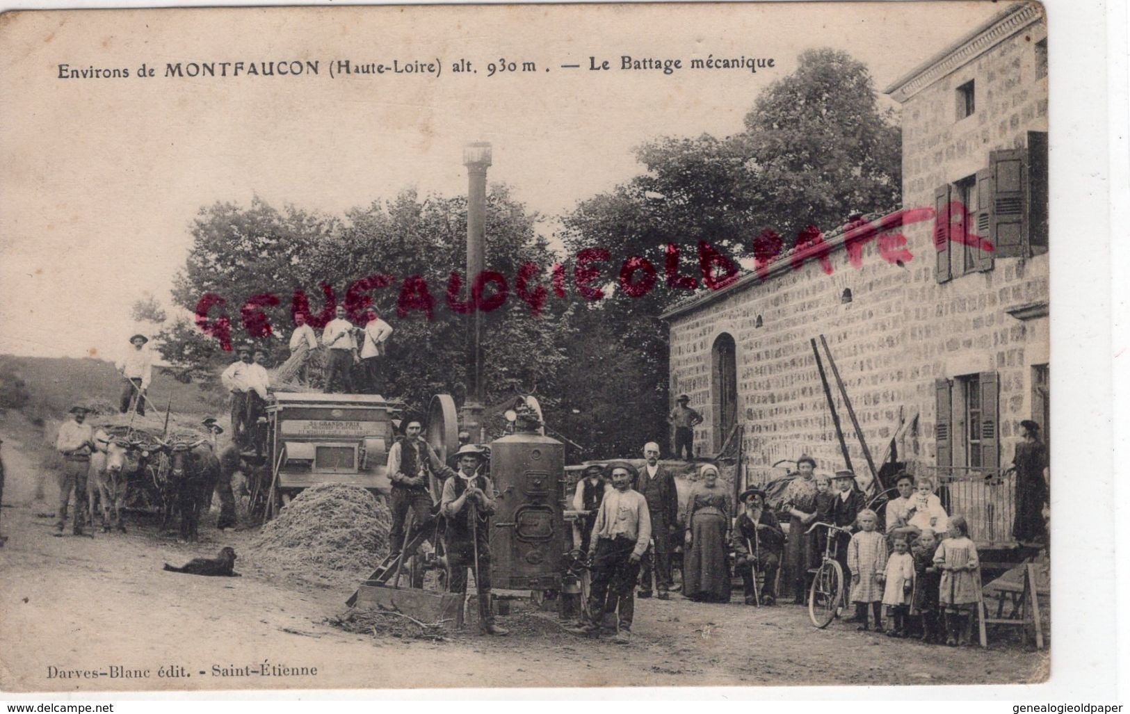 43- MONTFAUCON EN VELAY - LE BATTAGE MECANIQUE - BATTEUSE -  RARE BEAU PLAN - HAUTE LOIRE - Montfaucon En Velay