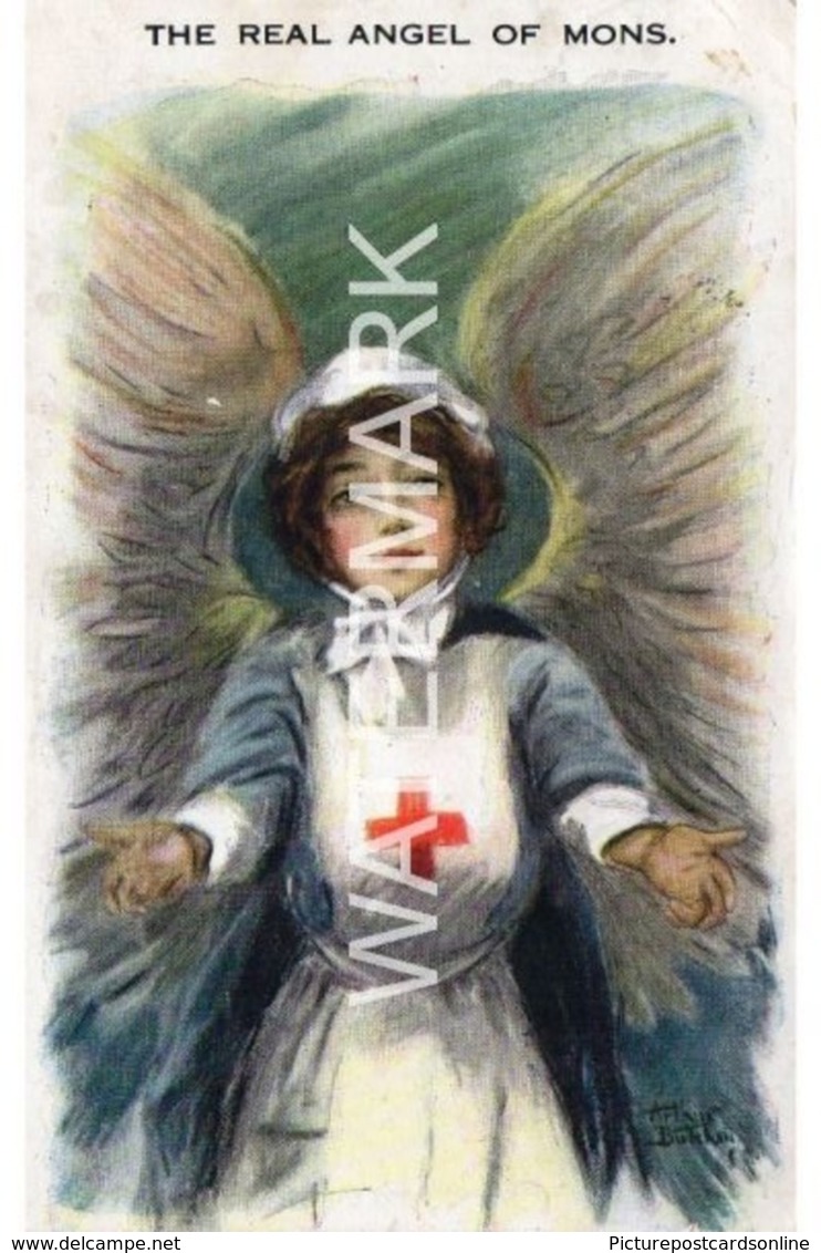 THE REAL ANGEL OF MONS OLD COLOUR POSTCARD WW1 ARTIST SIGNED ARTHUR BUTCHER - War 1914-18