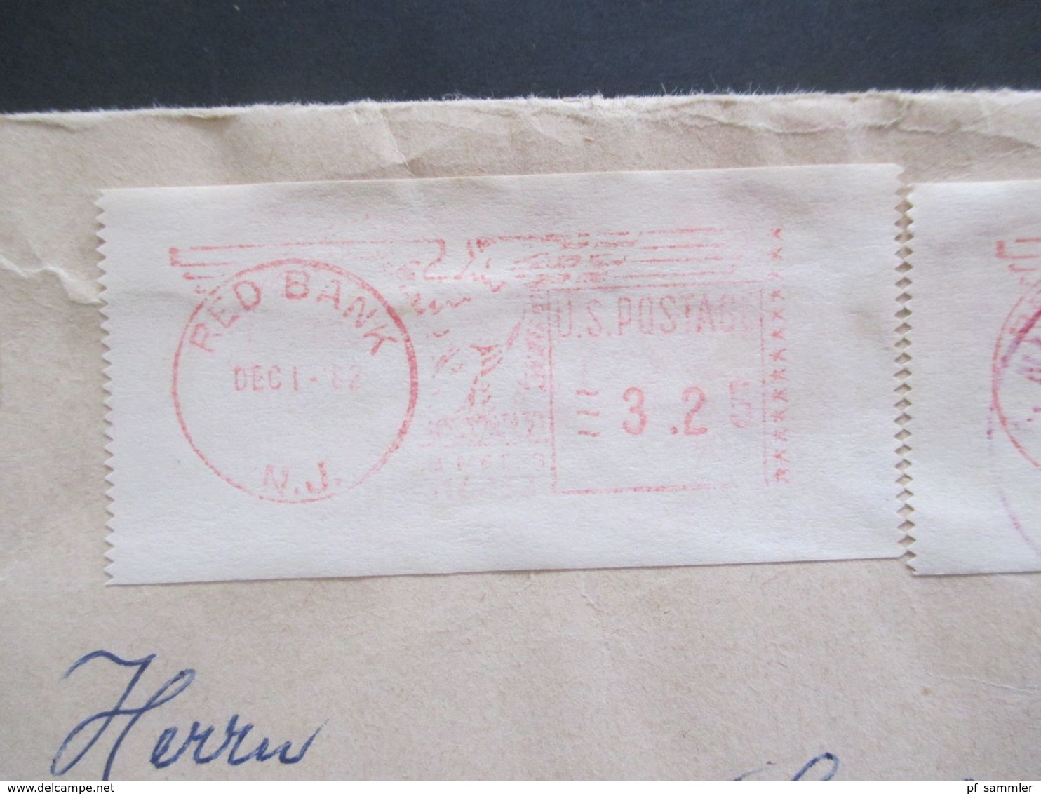 USA USPS 1982 Registered Mail Red Bank New Jersey Stempel Air Mail Facility JFK Jamaica NY - Lettres & Documents