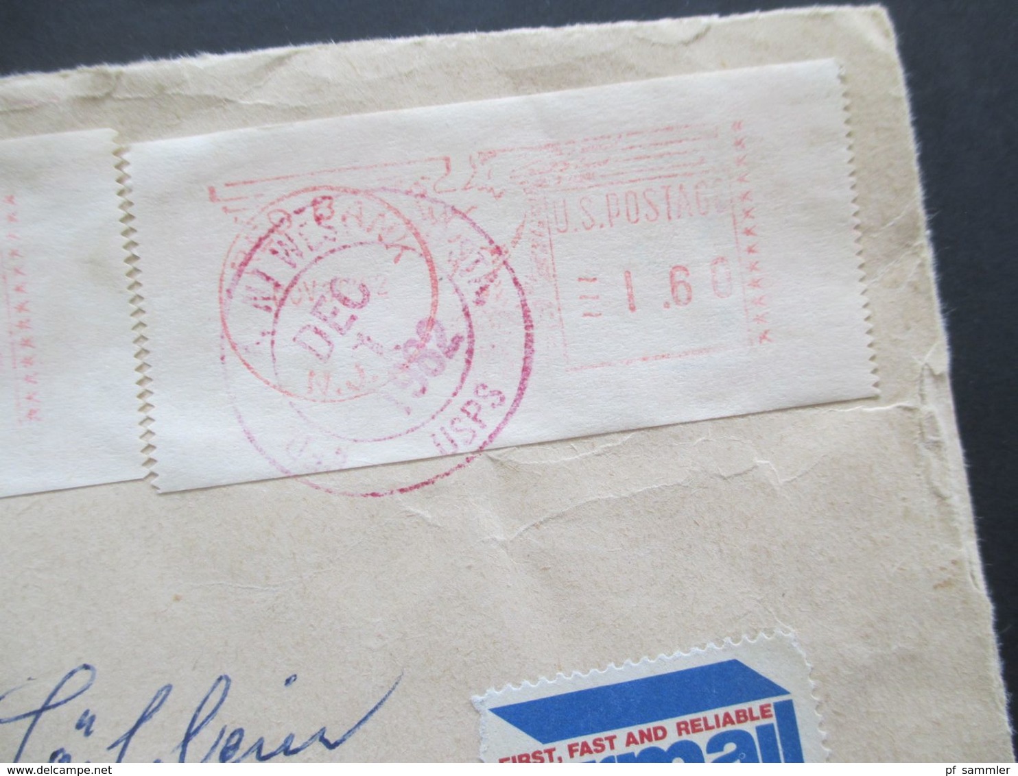 USA USPS 1982 Registered Mail Red Bank New Jersey Stempel Air Mail Facility JFK Jamaica NY - Lettres & Documents