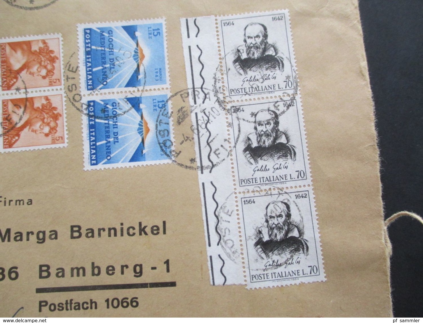Italien 1964 Großformatiger Brief Randstücke Prato Firenze - Bamberg Durch Eilboten / Express - 1961-70: Marcophilia