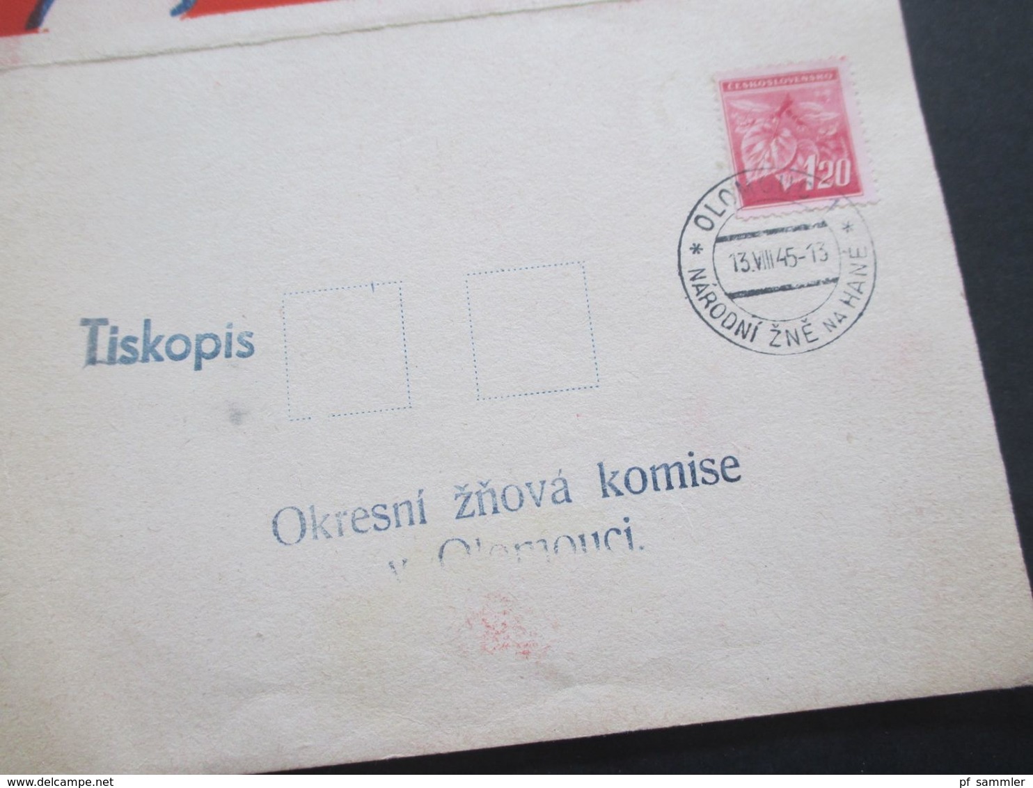 CSSR 13.8.1945 Postkarte / Doppelkarte Dozata Na Hane Prvni Narodni Olomouci - Covers & Documents