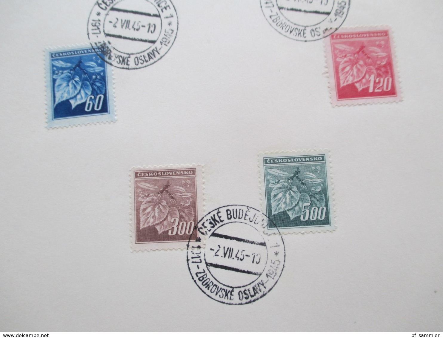 CSSR 2.7.1945 Sonderblätter Zborovske Oslavy 1917 - 1945 Stempel Ceske Budejovice 5 Blätter - Brieven En Documenten