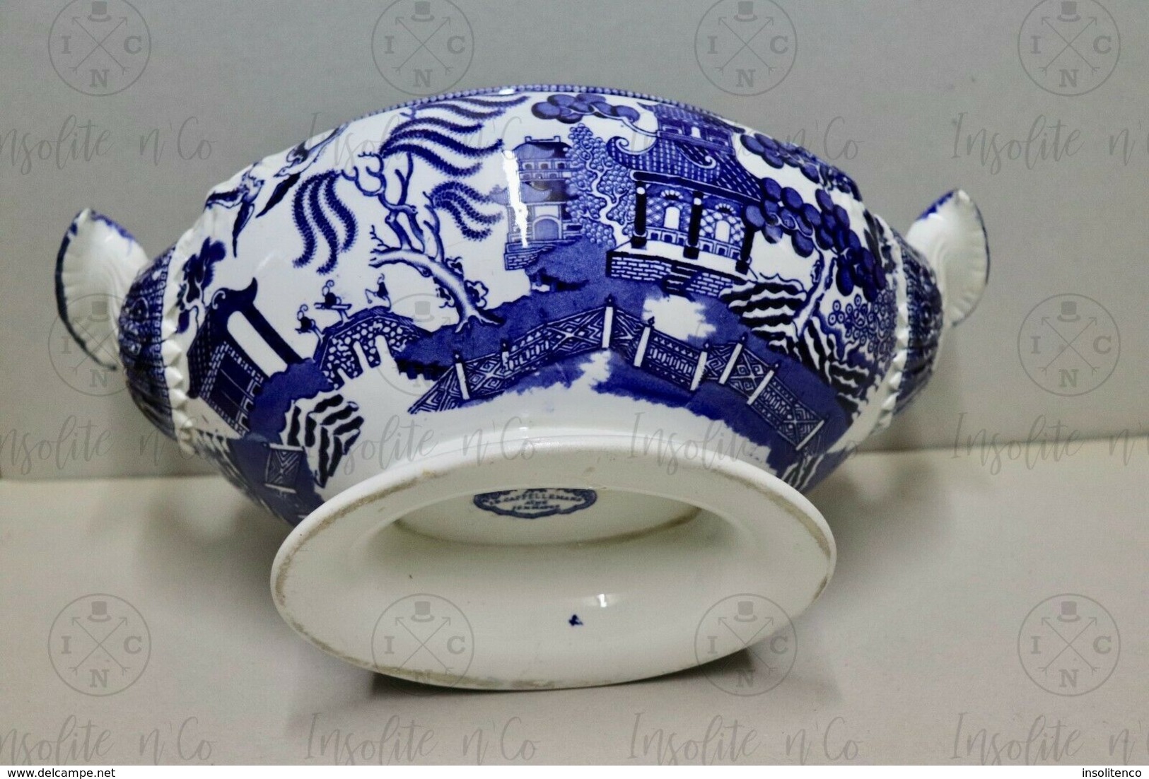 Soupière en faïence de J.B. Cappellemans Aîné  - Jemmapes XIXème  - décor Willow - Pattern  - RARE