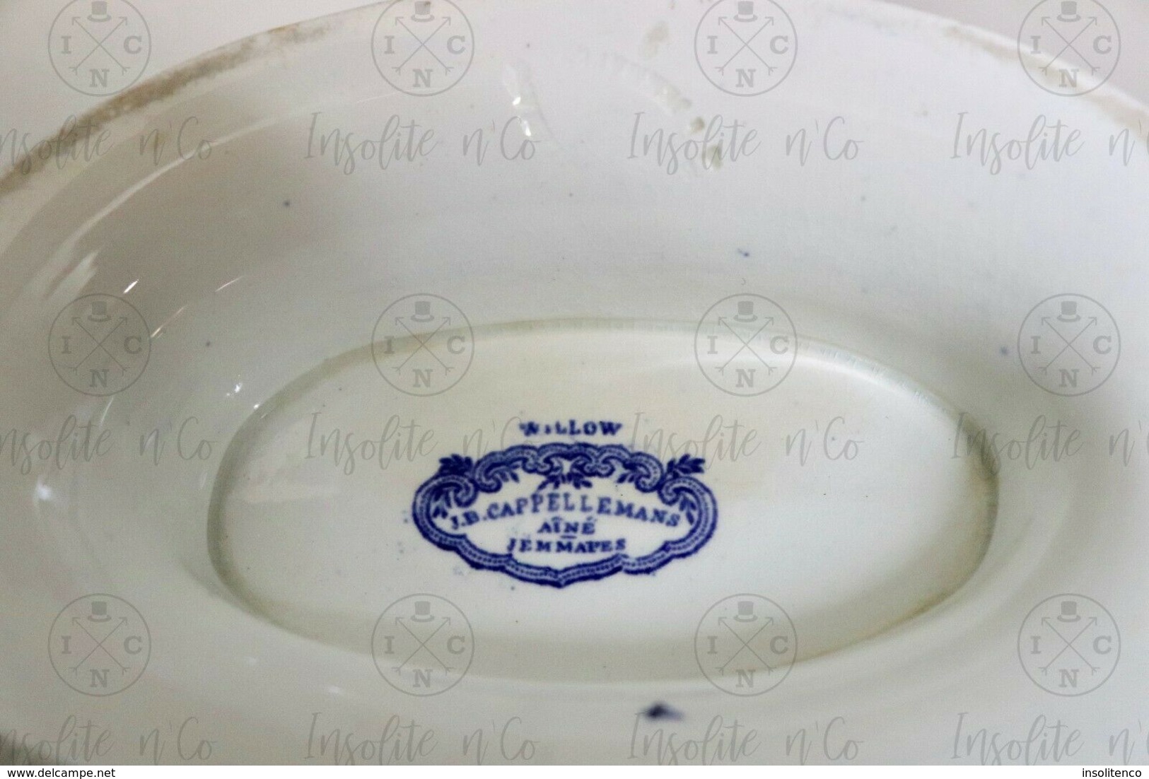 Soupière en faïence de J.B. Cappellemans Aîné  - Jemmapes XIXème  - décor Willow - Pattern  - RARE