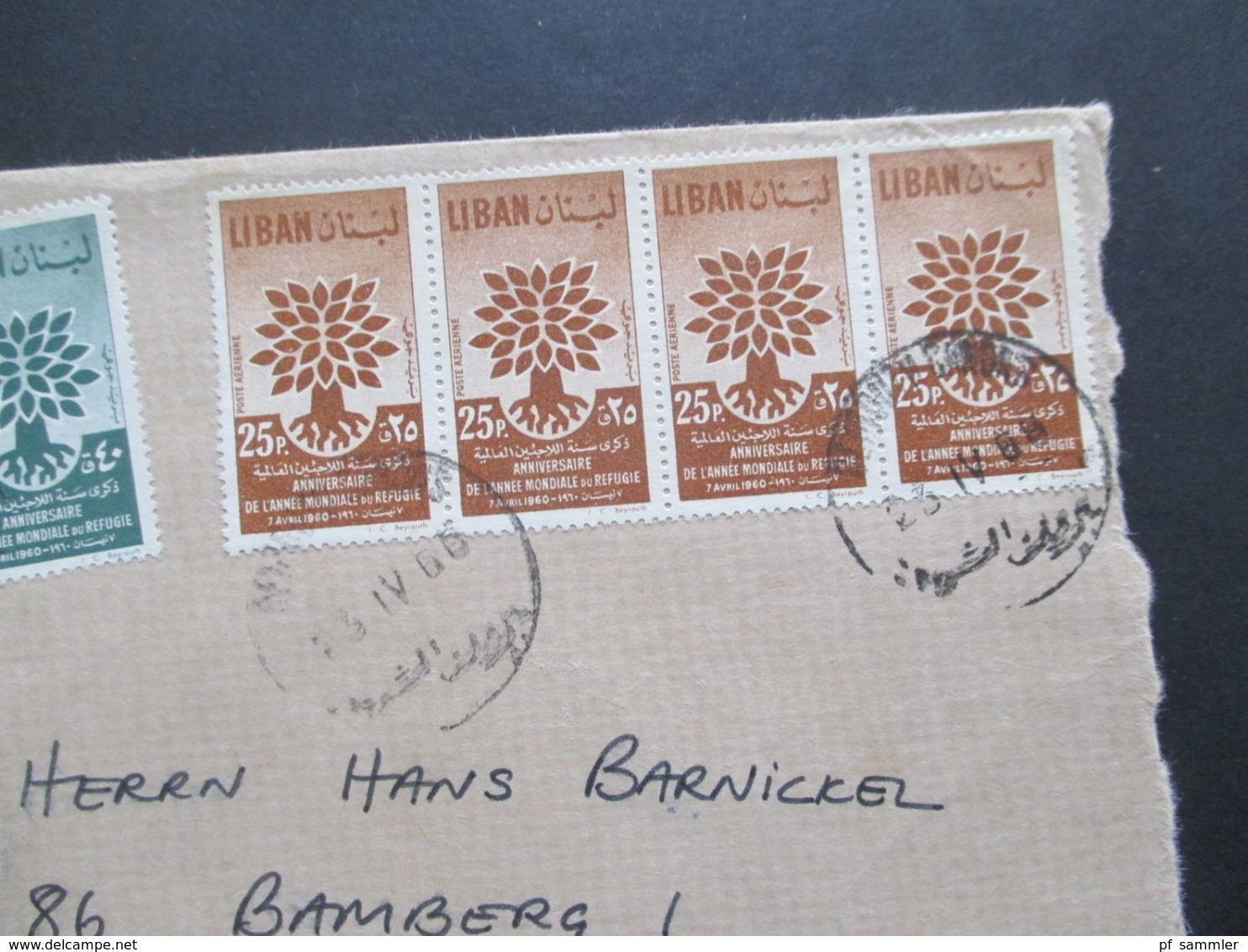 Libanon 1966 Einschreiben Air Mail / Luftpost Roter Stempel L2 Nicht Gestellungspflichtig! Liban - Libano