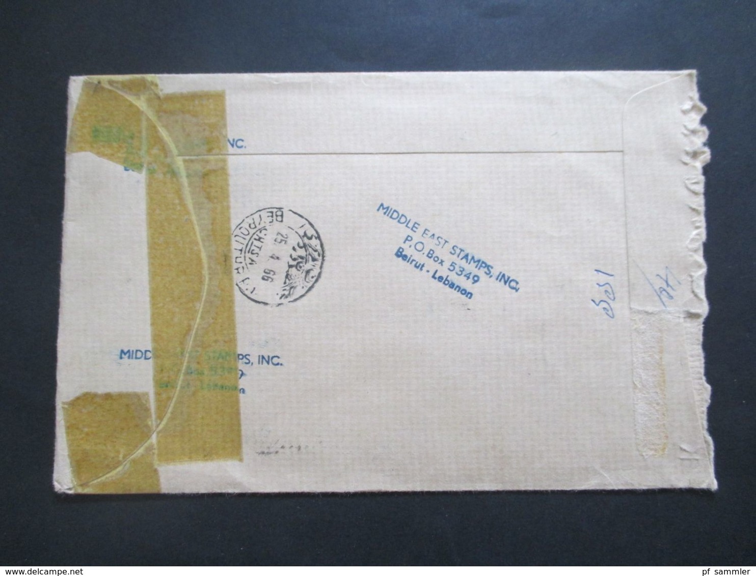 Libanon 1966 Einschreiben Air Mail / Luftpost Roter Stempel L2 Nicht Gestellungspflichtig! Liban - Libano