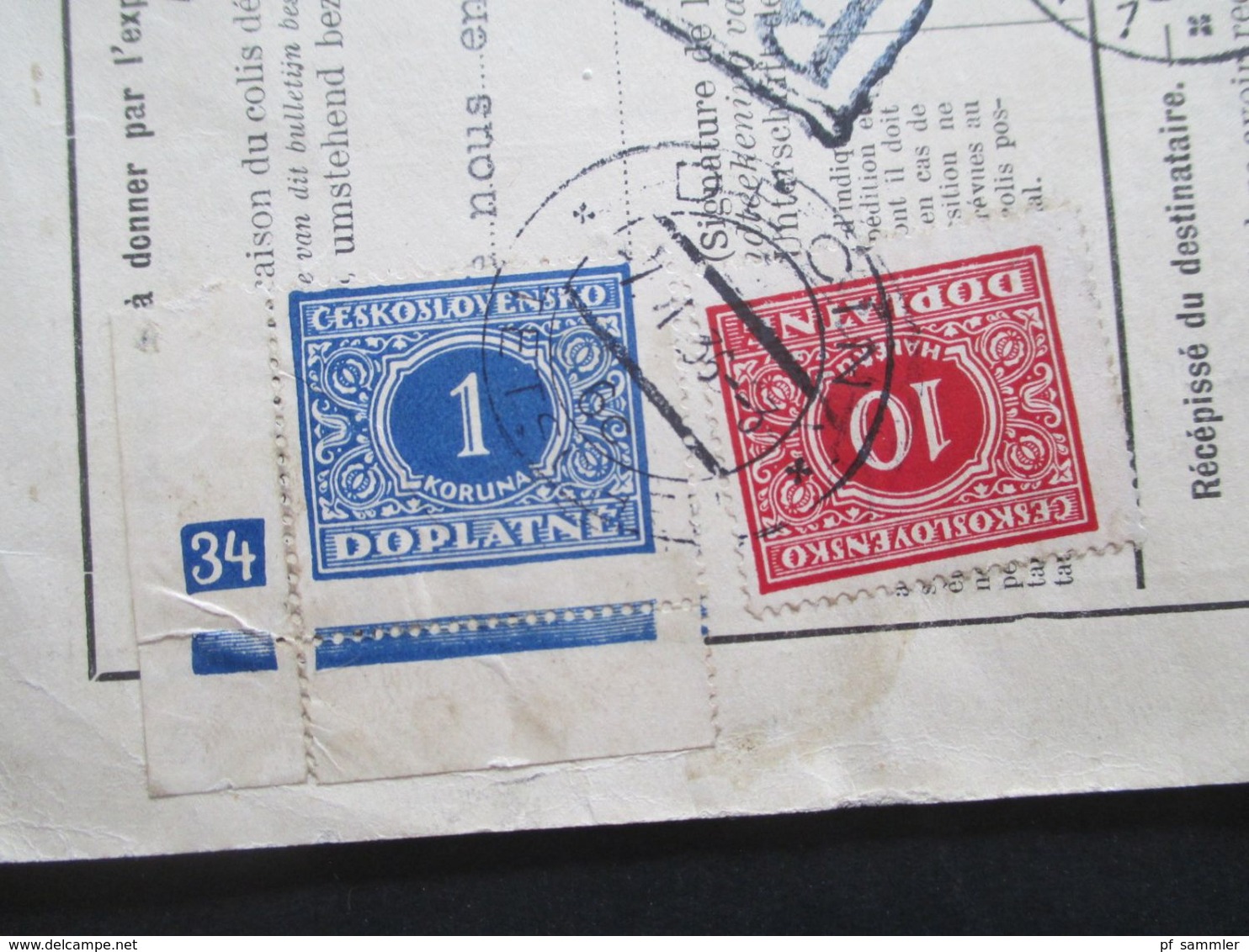 Belgien 1936 Paketkarte Brüssel - Tetschen über Dresden Mit Nachportomarken Z.B. Nr. 62 Eckrandstück Mit Nr. 34 - Cartas & Documentos