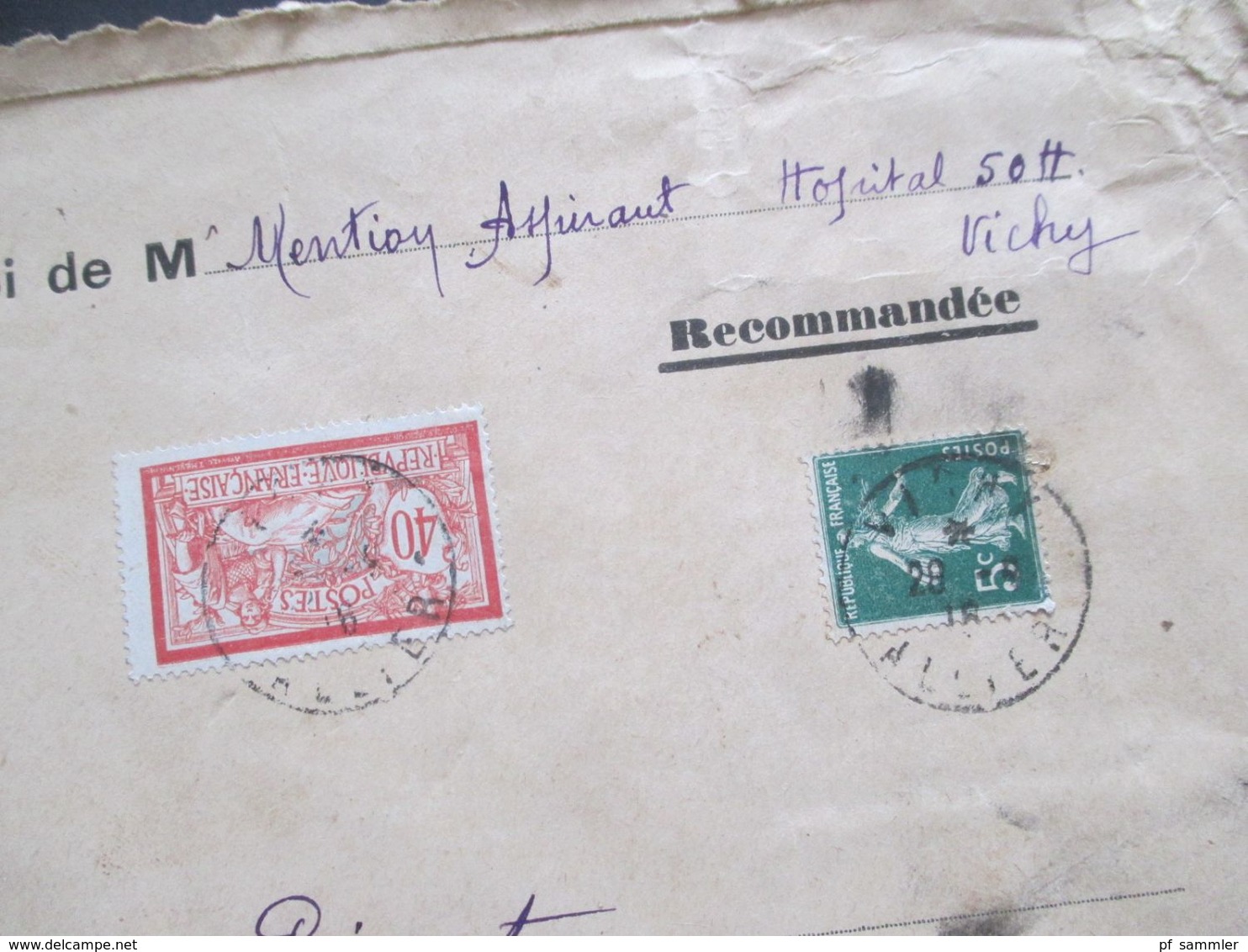 Frankreich 1916 UTE Einschreiben Vichy No 694 MiF Frankiert Mit Napoleon III. Nr. 22 Unbeanstandet ?! - Lettres & Documents